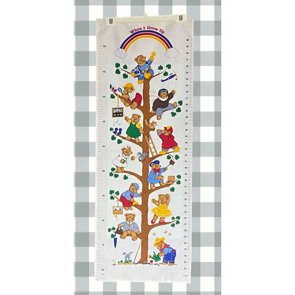 Vintage Teddy Bear Growth Chart – When I Grow Up & So Big – Fabric Nursery Décor - Picture 2 of 7